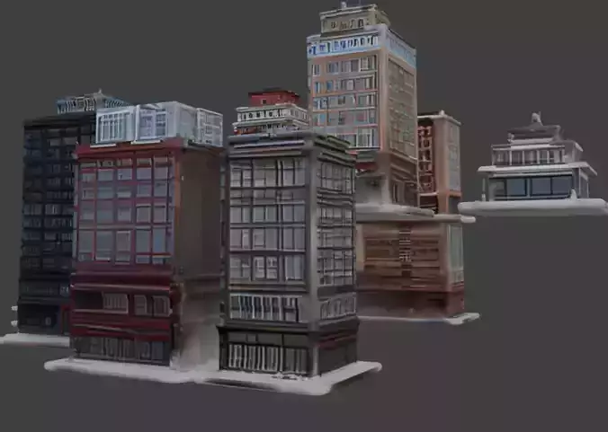 Modular Urban Building Kit 3D Models Low-poly 3D model 7