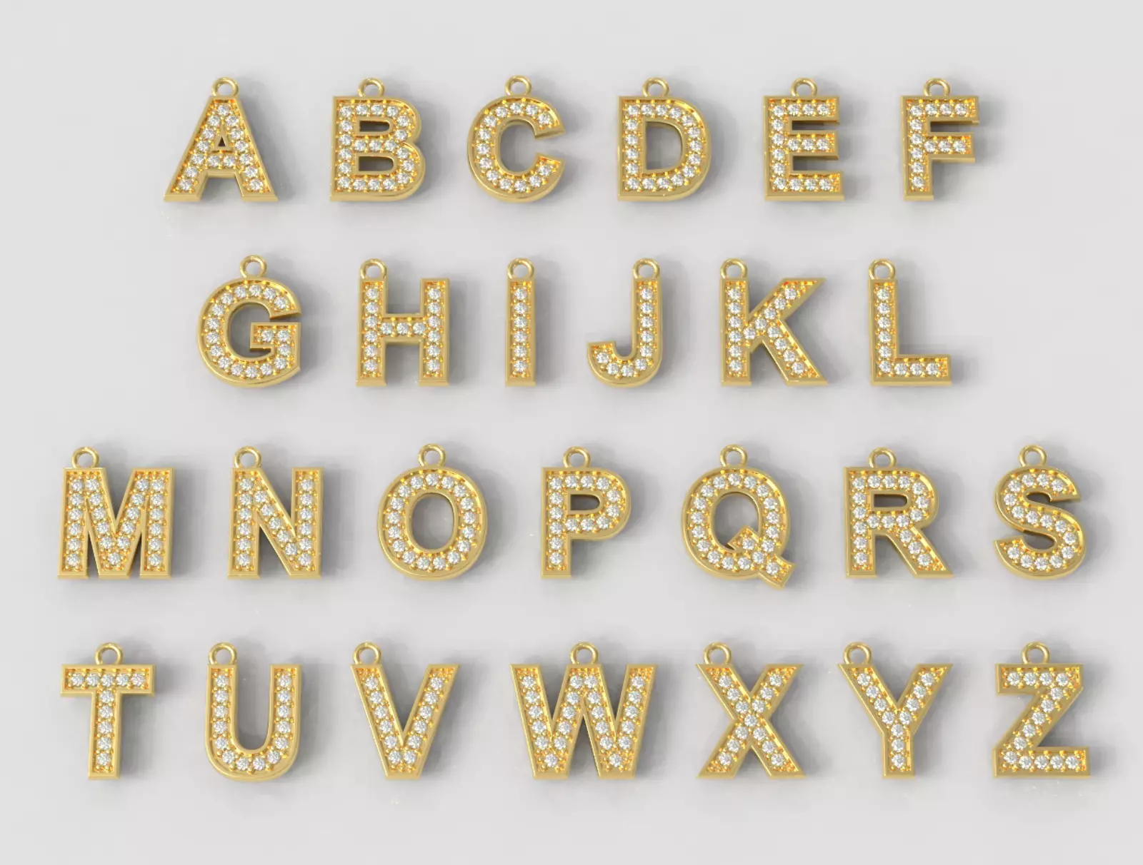 Diamond Alphabet Pendants - 26 Letters 3D print model