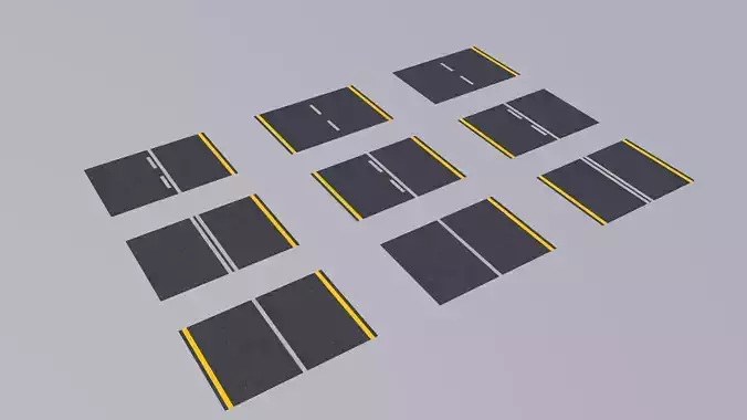 9 Road Patterns Low-poly 3D model
