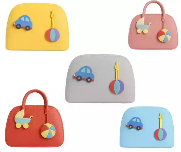 Stylized 3D Baby Bags Collection Low-poly 3D model