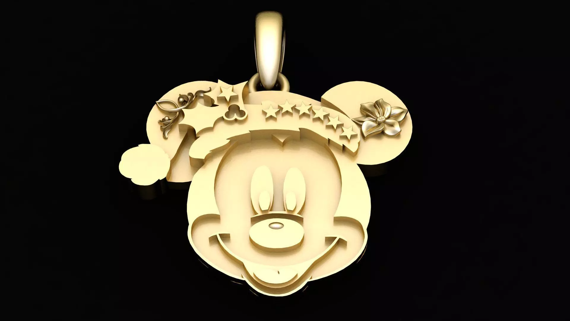 Golden Star Crown Mouse Pendant 3D print model