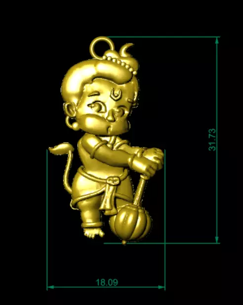 Bal Hanuman Pendant 3D Model Divine Innocence Strength Devotion 3D print model