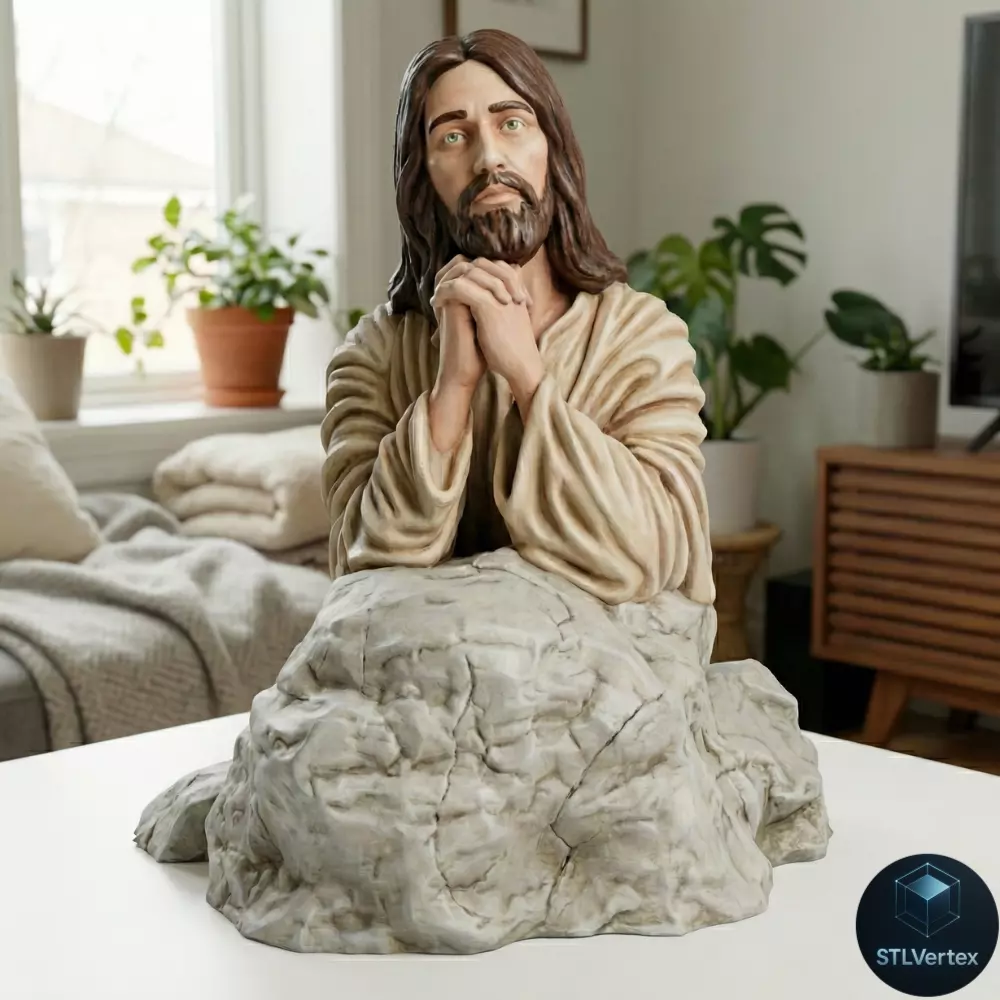 Praying Jesus on Rock 3D printing 3D print model