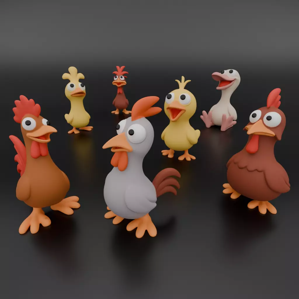 Chibi Chicken Family 3D print model