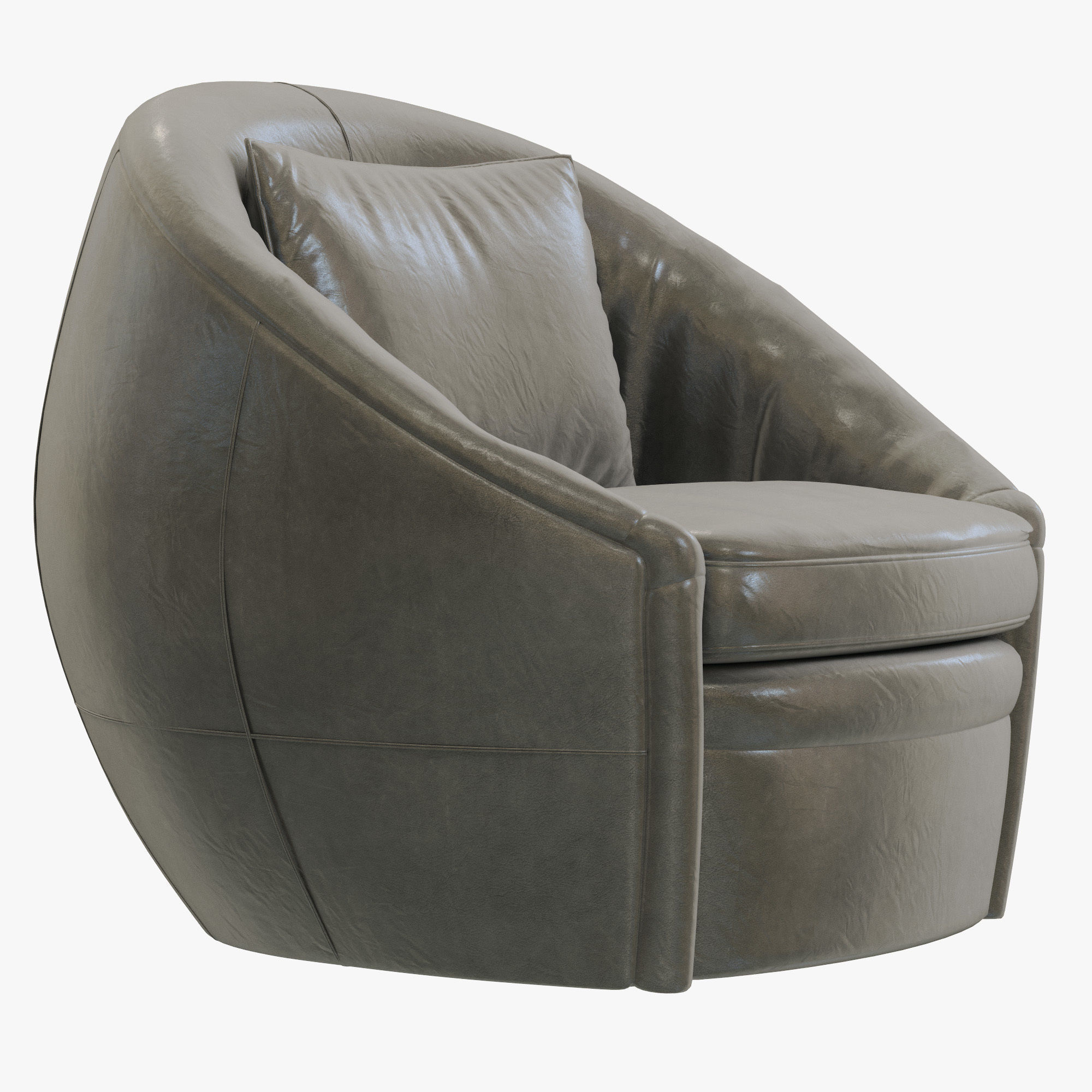 Restoration Hardware Oberon Leather Swivel Chair 3D model_2