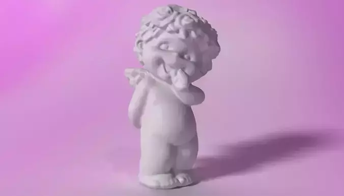 Little Angel stylized statuette Low-poly 3D model