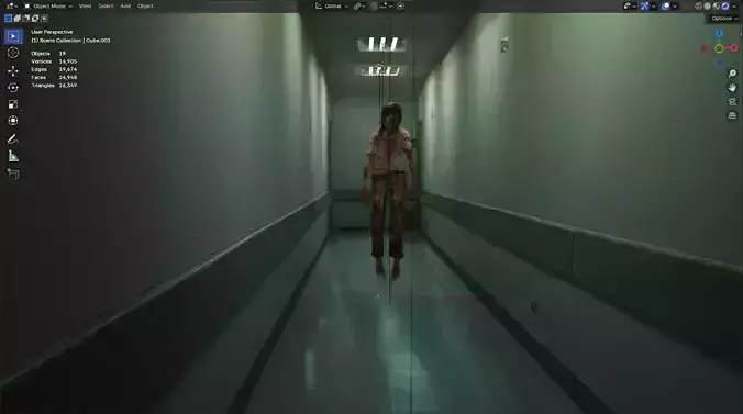 Abandoned Hospital Horror Hallway Realistic Blender Environment 3D model
