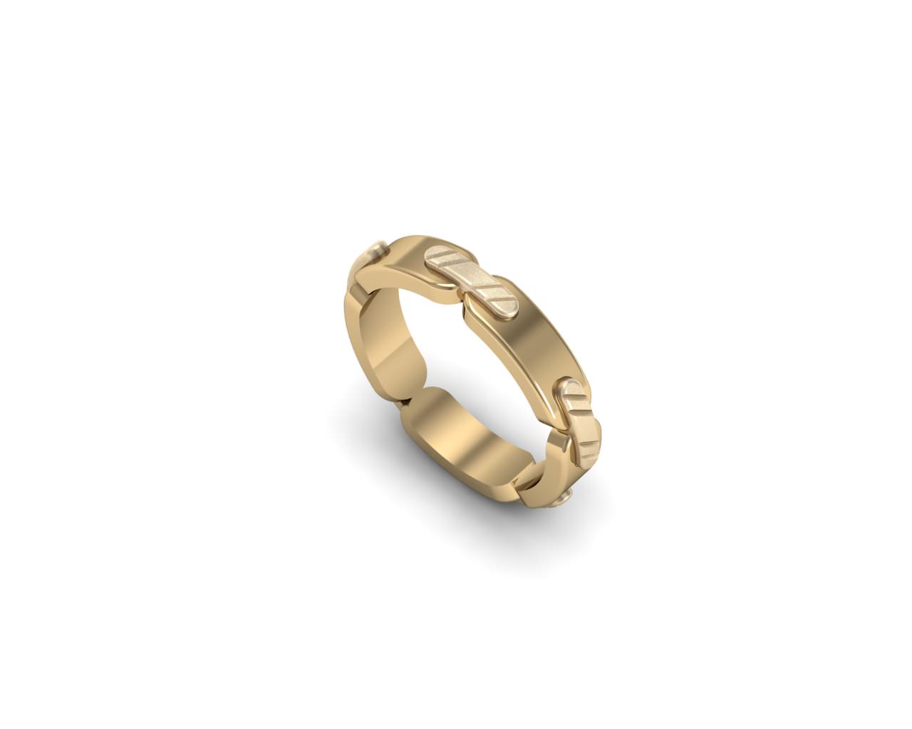 Ring wedding band in sterling silver 3D print model_1