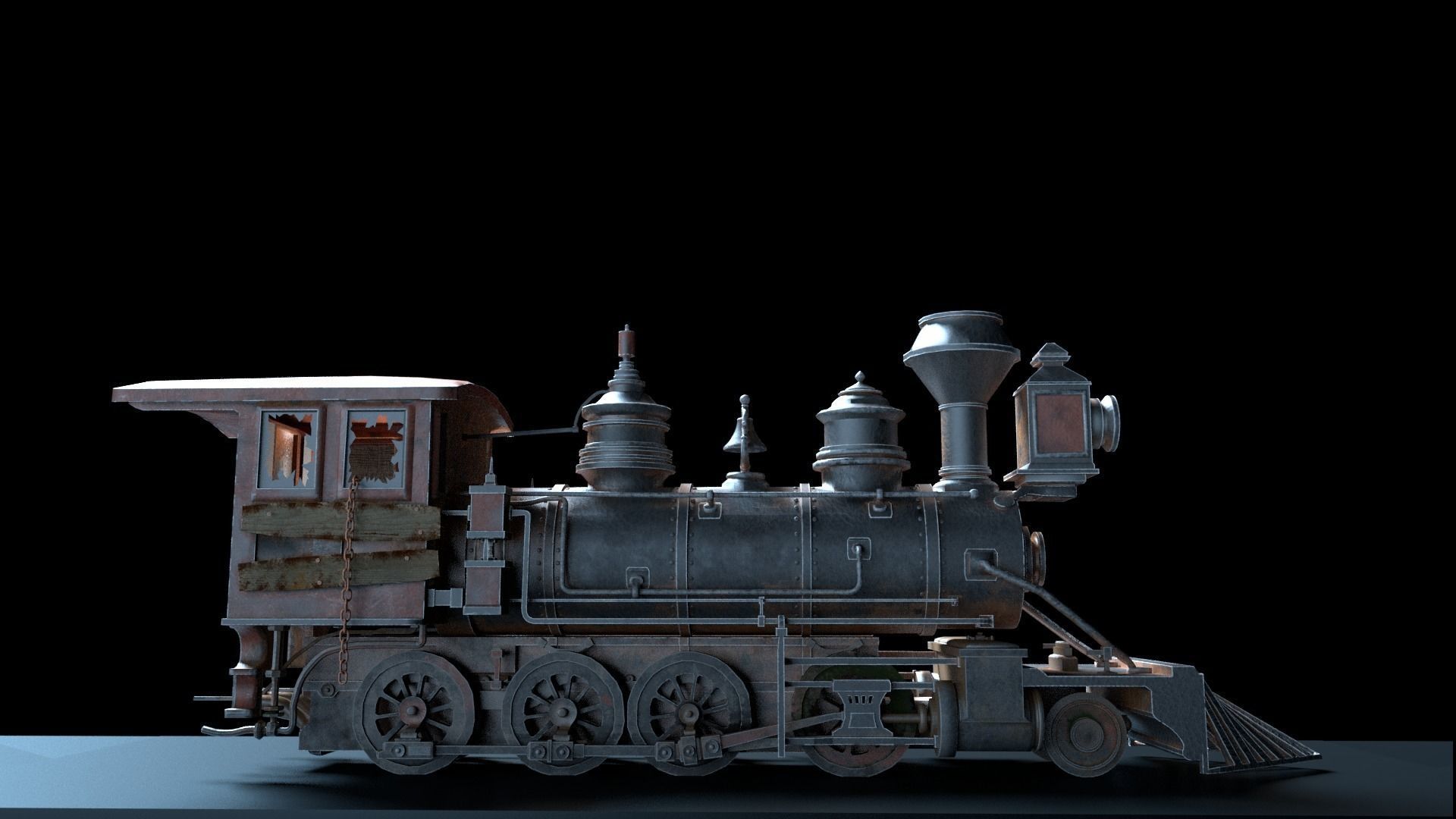 Rustic Steam Train Locomotive 3D model_6