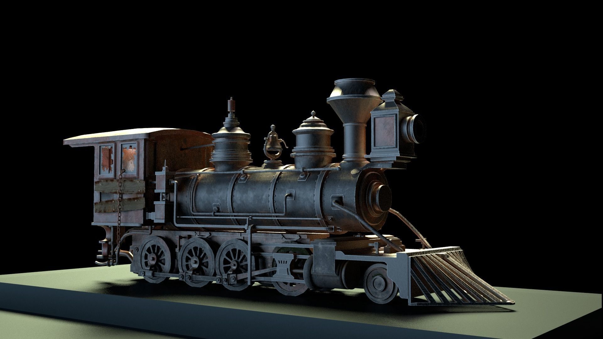 Rustic Steam Train Locomotive 3D model_2