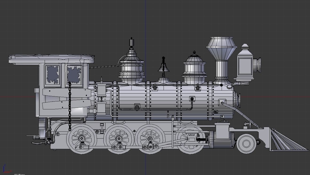 Rustic Steam Train Locomotive 3D model_4