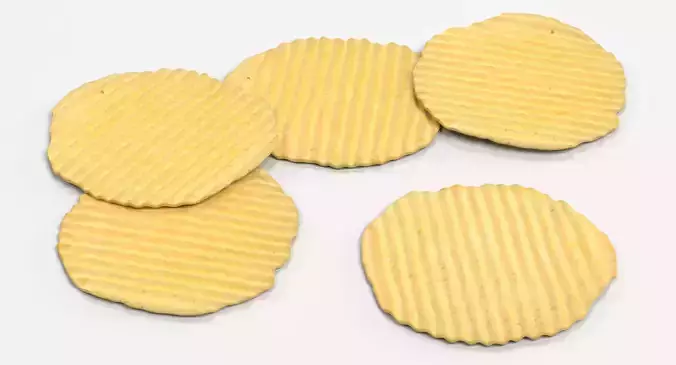 Potato Chip V1 - Wavy Crispy Snack 3D model 6