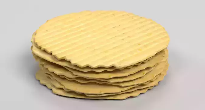 Potato Chip V1 - Wavy Crispy Snack 3D model 2