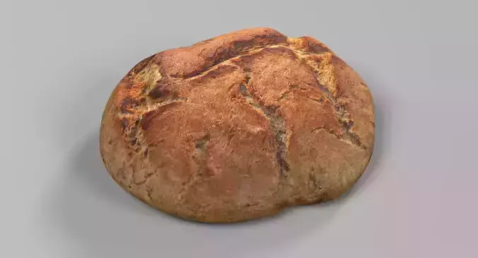 Round Bread - Rustic Loaf 3D model 2