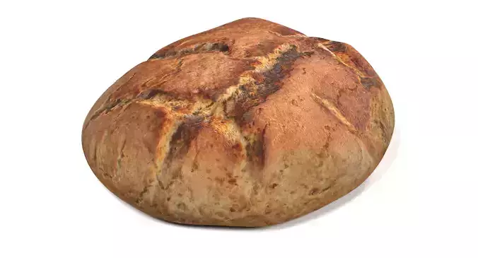 Round Bread - Rustic Loaf 3D model 4