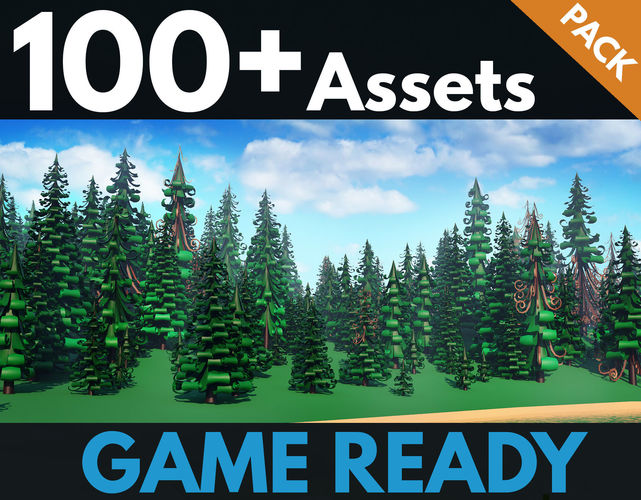 Fir trees pack 02  Low-poly 3D model