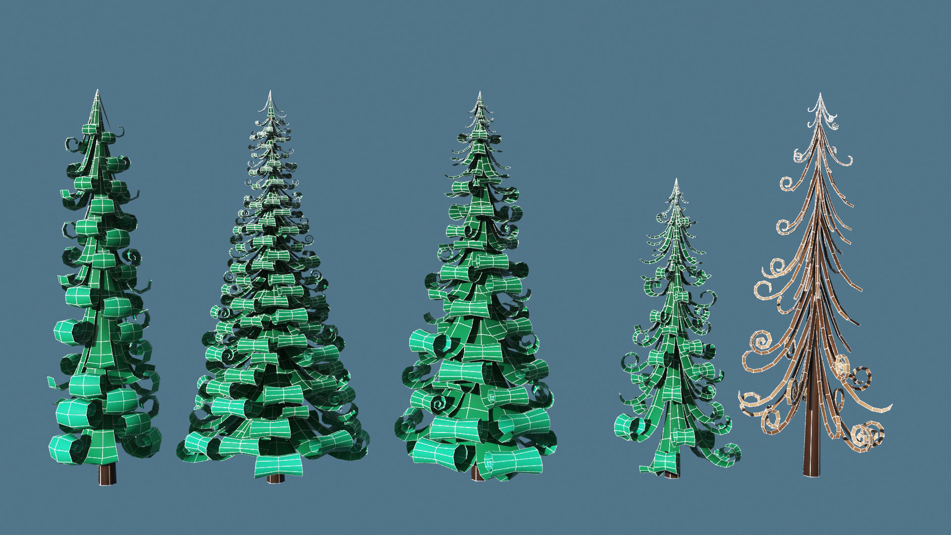 Fir trees pack 02  Low-poly 3D model_6