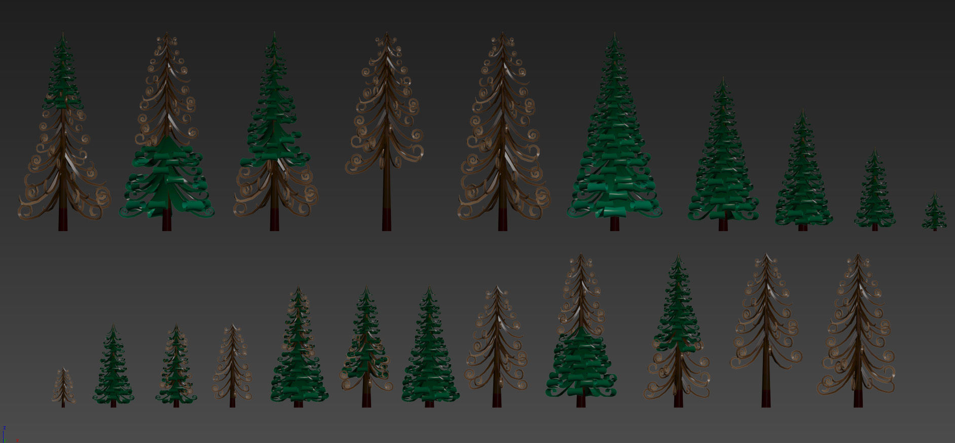 Fir trees pack 02  Low-poly 3D model_10