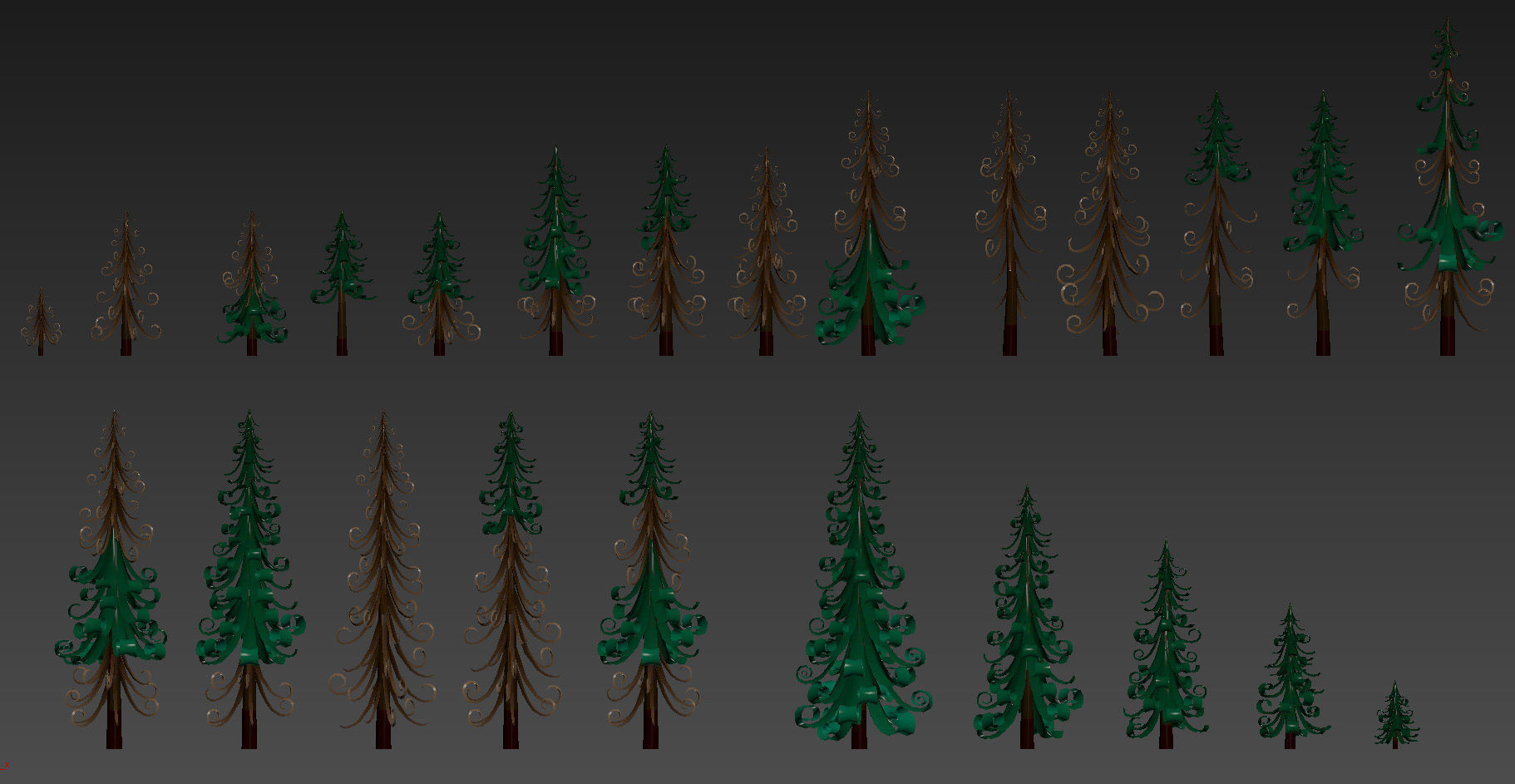 Fir trees pack 02  Low-poly 3D model_11