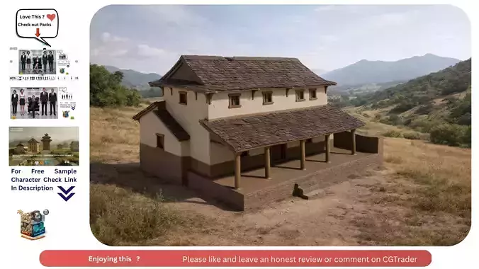 Stylized Traditional Village House Game Ready
