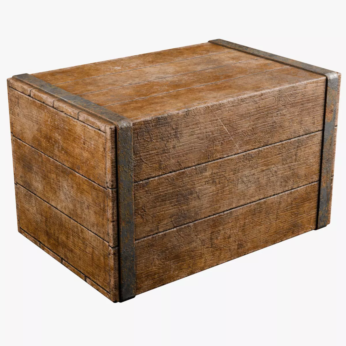 Dirty Old Wooden Crate Low-poly 3D model