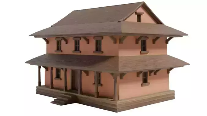 Stylized Traditional Asian Village House 3D Model