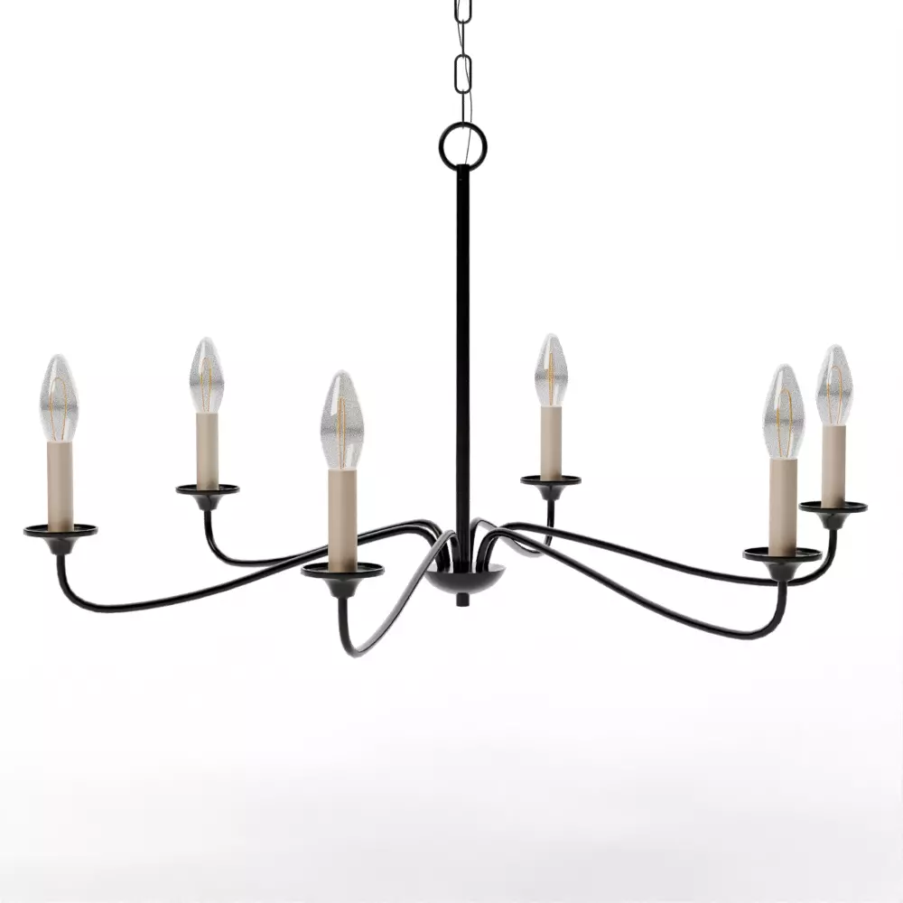 Quinn Wide 6-Light Chandelier - Old Bronze Industrial Modern Low-poly 3D model