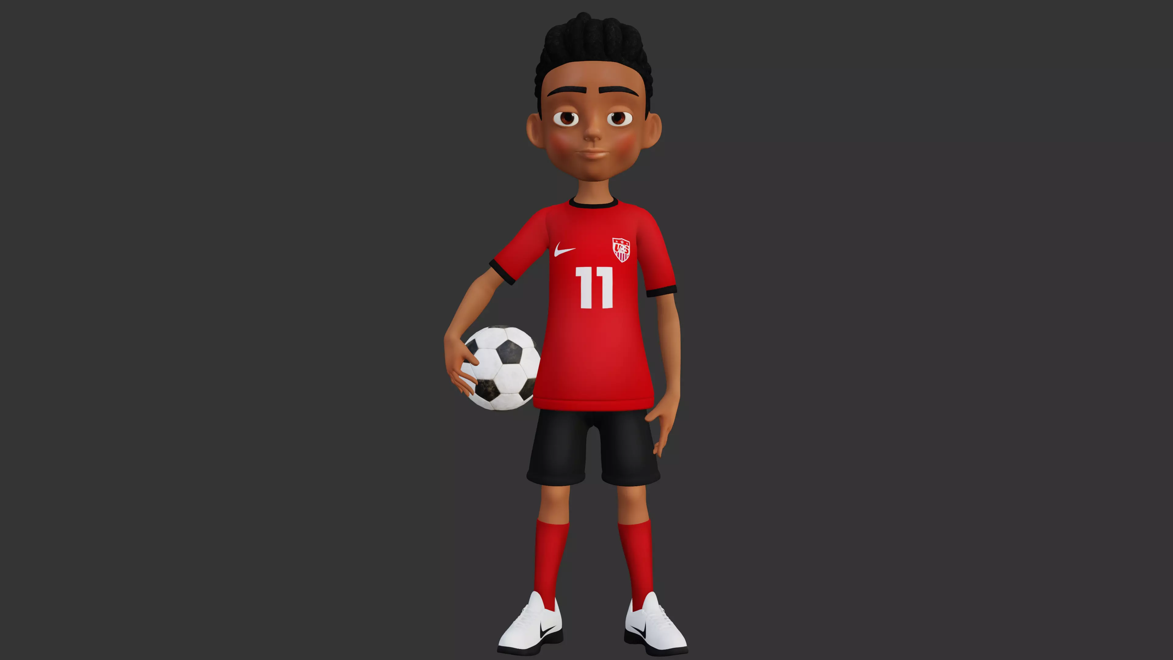 Stylized Soccer Player Game Ready Cartoon Footballer 3D model