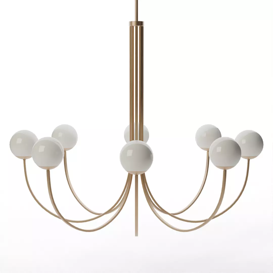 Caroline Wide 8-Light Chandelier - Brushed Gold and Etched Glass Low-poly 3D model