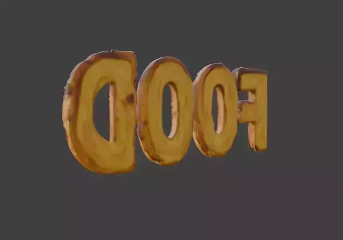 Bread Typography FOOD Low-poly 3D model 6