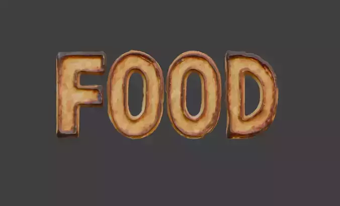 Bread Typography FOOD Low-poly 3D model