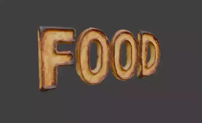 Bread Typography FOOD Low-poly 3D model 2