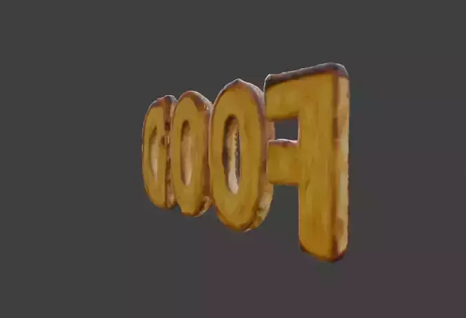 Bread Typography FOOD Low-poly 3D model 4