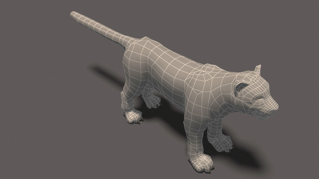 White Tiger High Poly and Low Poly Low-poly 3D model_6