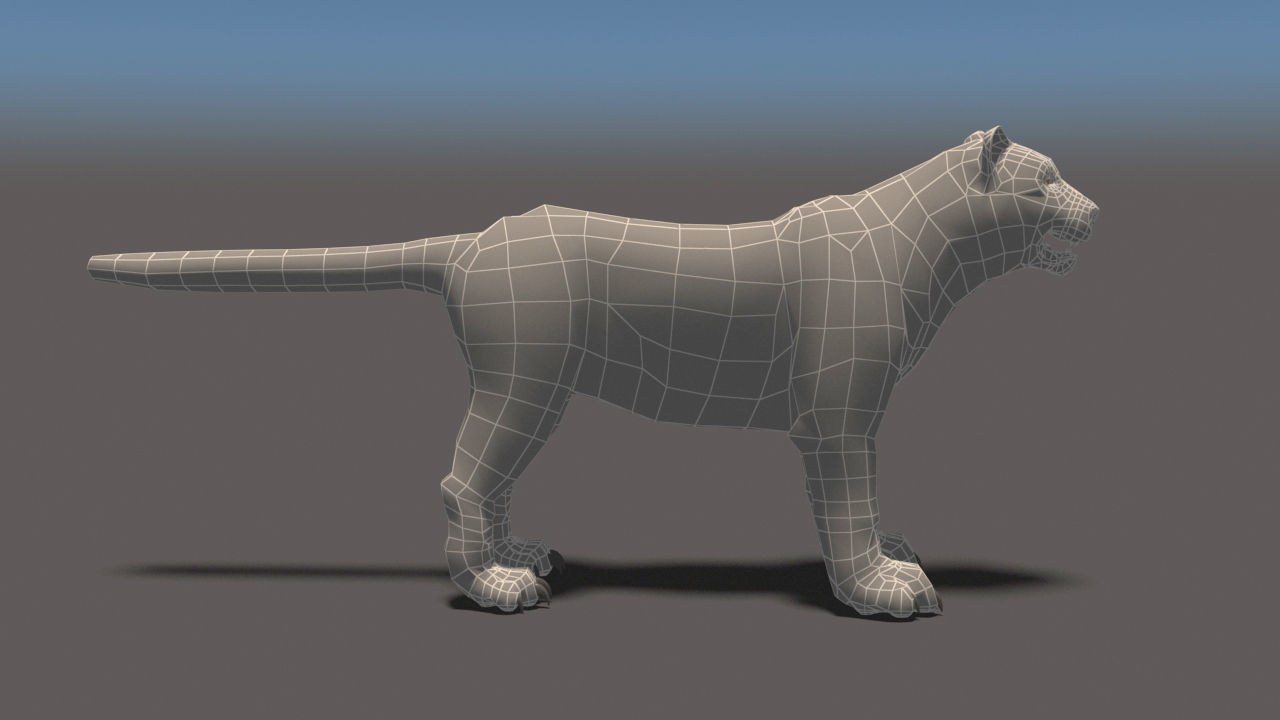 White Tiger High Poly and Low Poly Low-poly 3D model_5