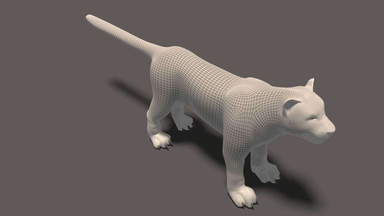 White Tiger High Poly and Low Poly Low-poly 3D model_3
