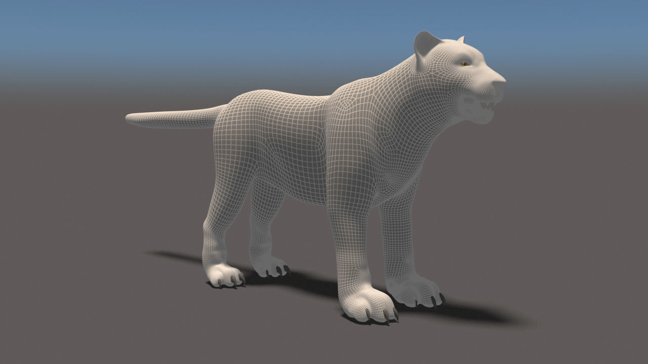 White Tiger High Poly and Low Poly Low-poly 3D model_4