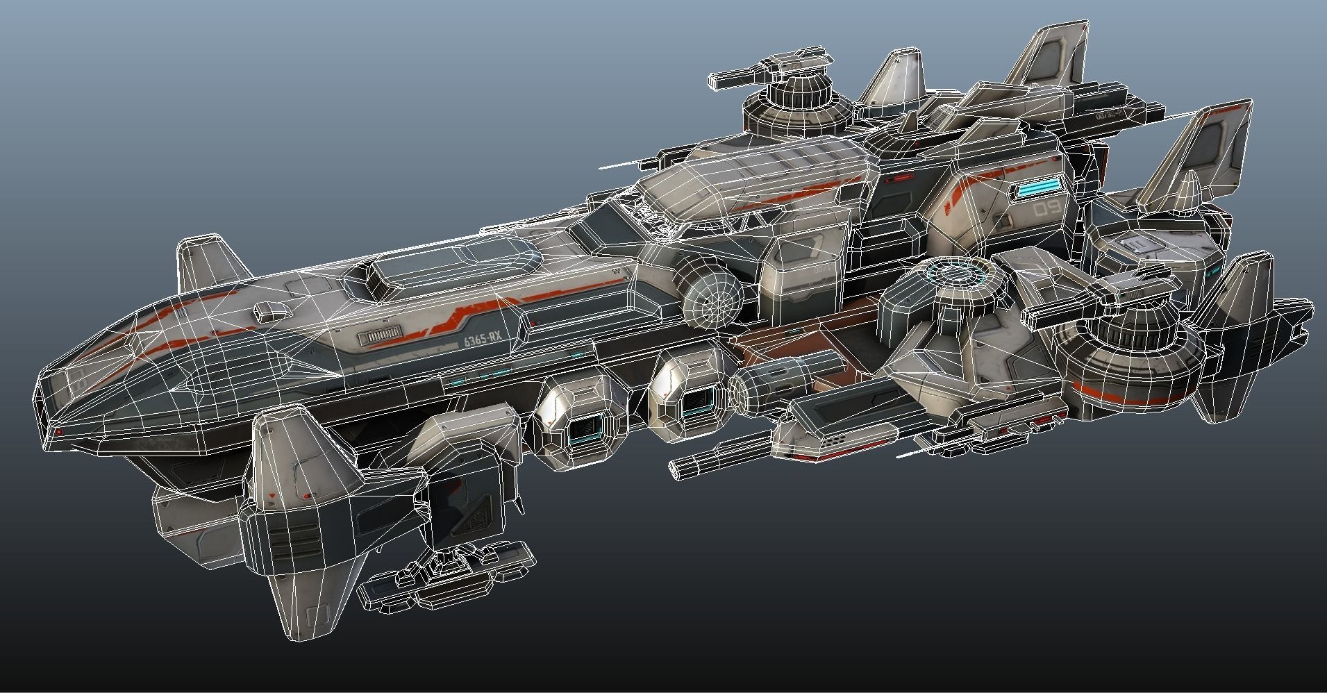 Spaceship Nemesis - low poly Low-poly 3D model_44