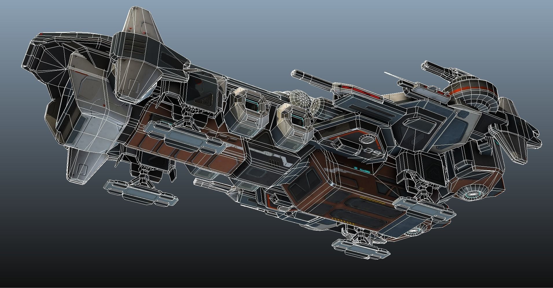 Spaceship Nemesis - low poly Low-poly 3D model_45