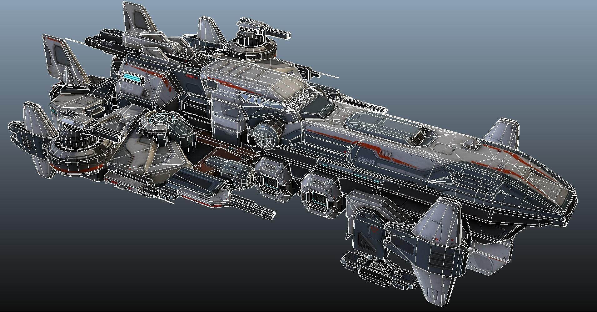 Spaceship Nemesis - low poly Low-poly 3D model_42