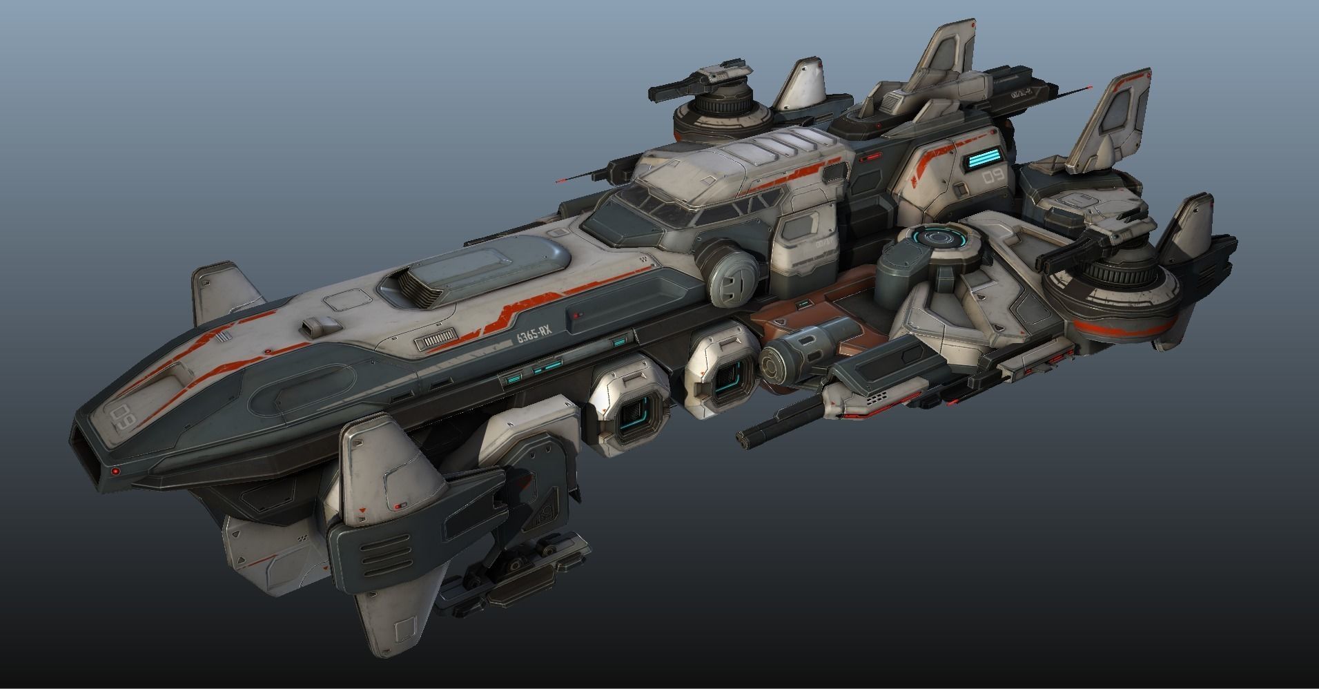 Spaceship Nemesis - low poly Low-poly 3D model_38