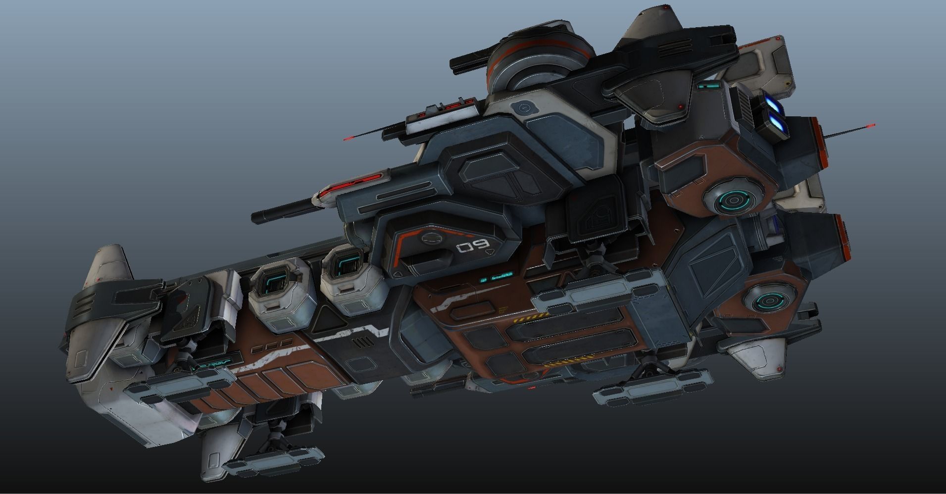 Spaceship Nemesis - low poly Low-poly 3D model_36
