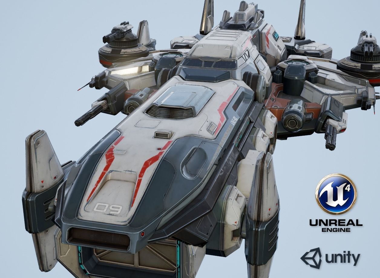 Spaceship Nemesis - low poly Low-poly 3D model_0