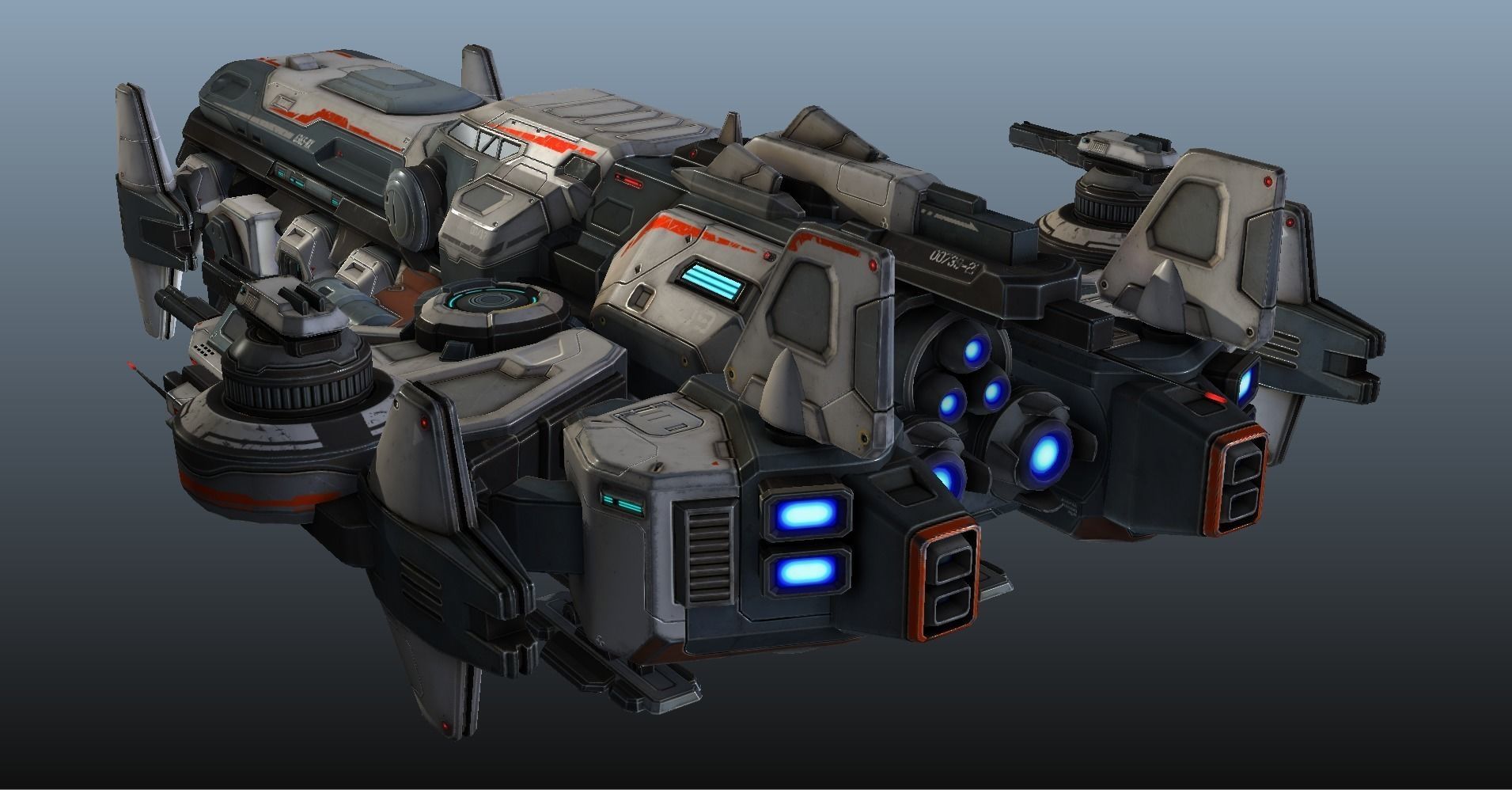 Spaceship Nemesis - low poly Low-poly 3D model_34