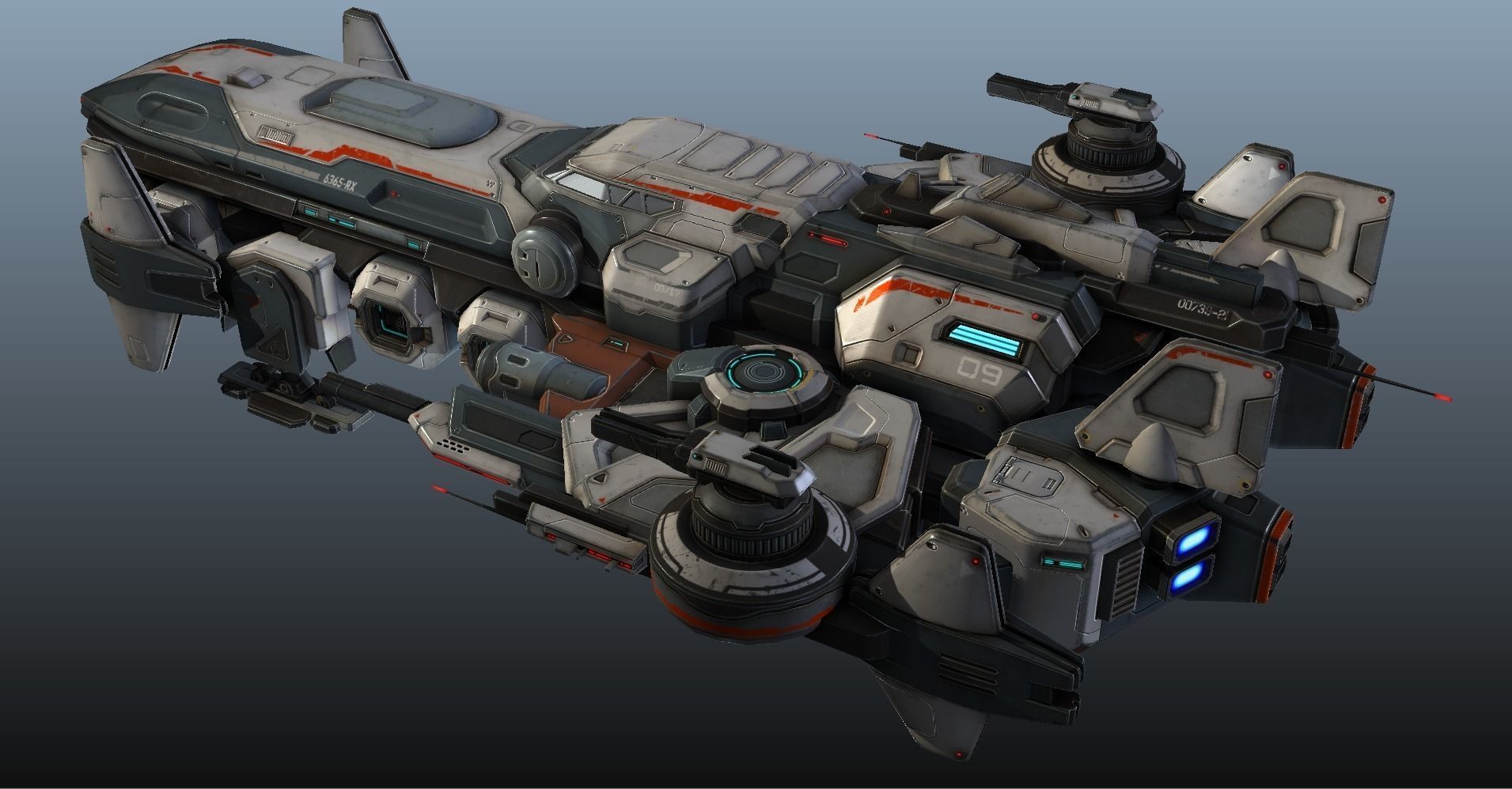 Spaceship Nemesis - low poly Low-poly 3D model_37