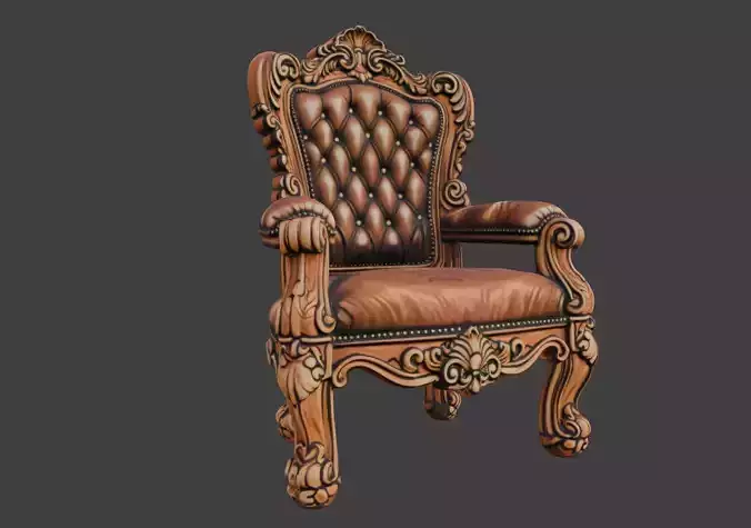 Wood Sofa Low-poly 3D model 2