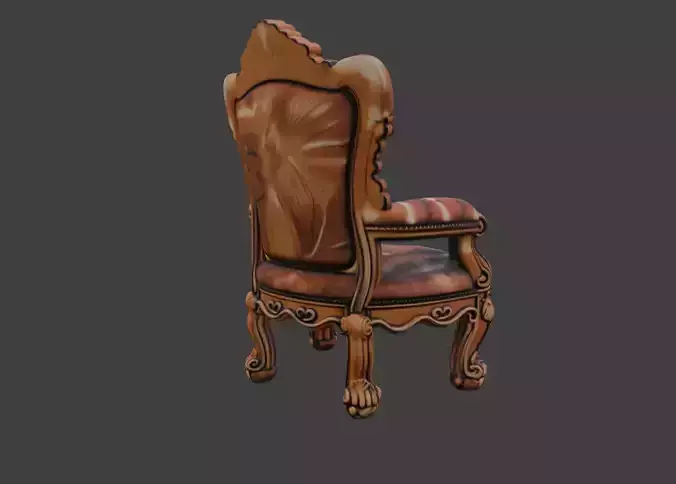Wood Sofa Low-poly 3D model 4