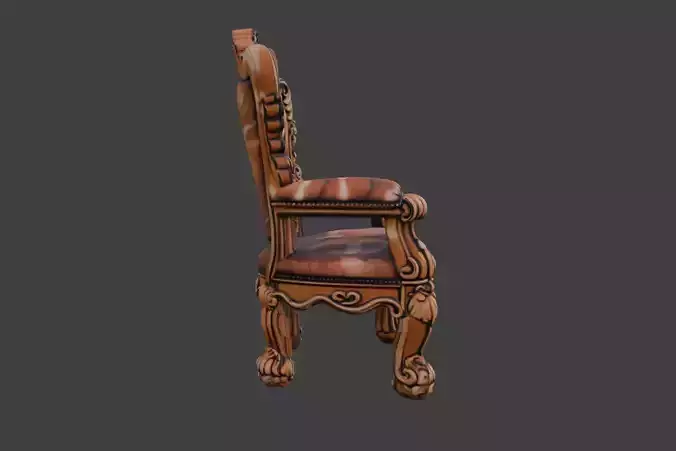 Wood Sofa Low-poly 3D model 3