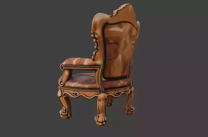 Wood Sofa Low-poly 3D model 6