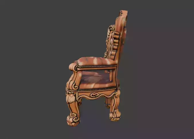 Wood Sofa Low-poly 3D model 7